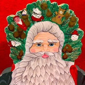 Vintage Hand Painted Wooden Santa